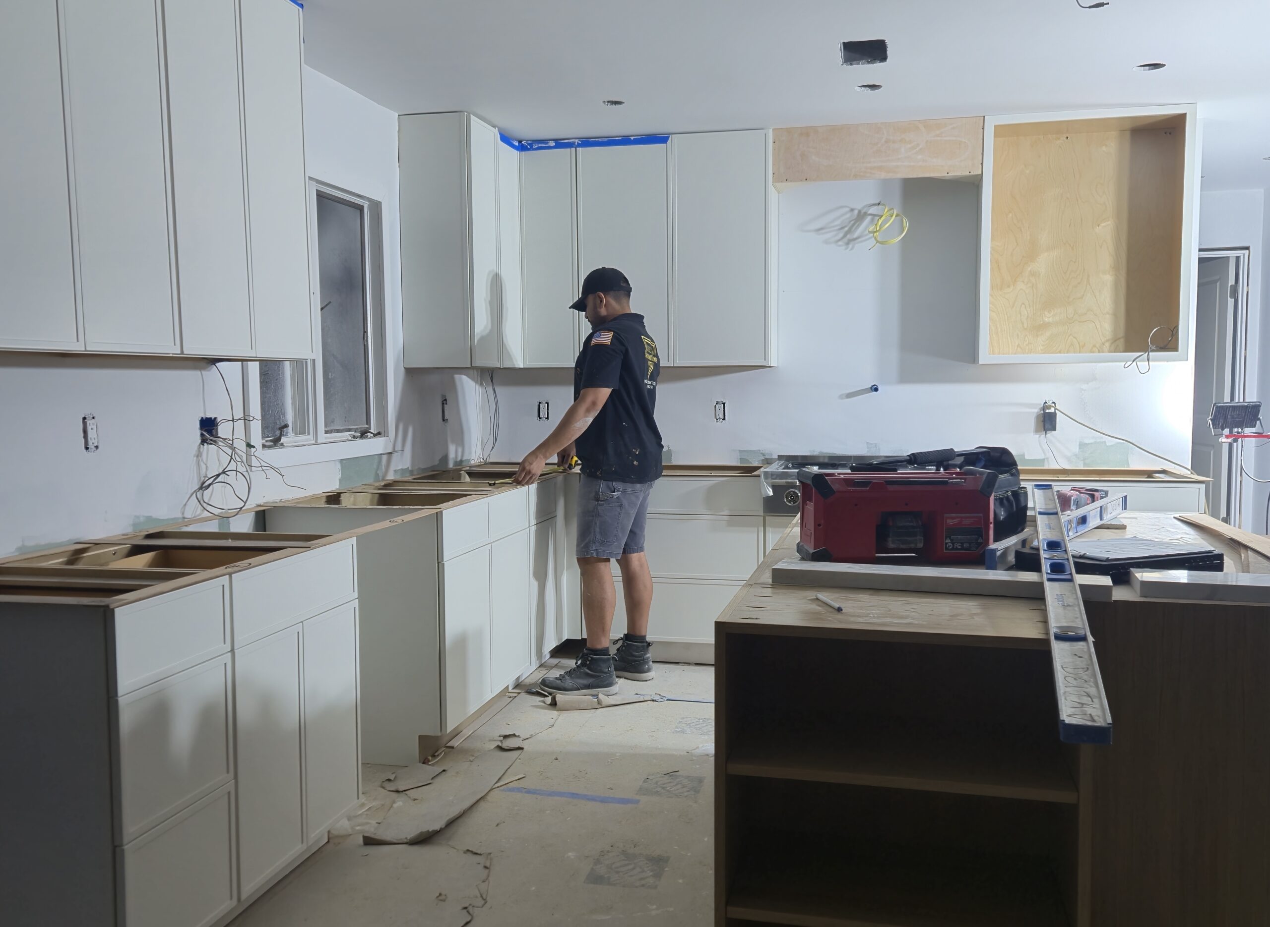 Cabinets installation in Bergen County NJ with quartz countertops installed by Delta Renovations