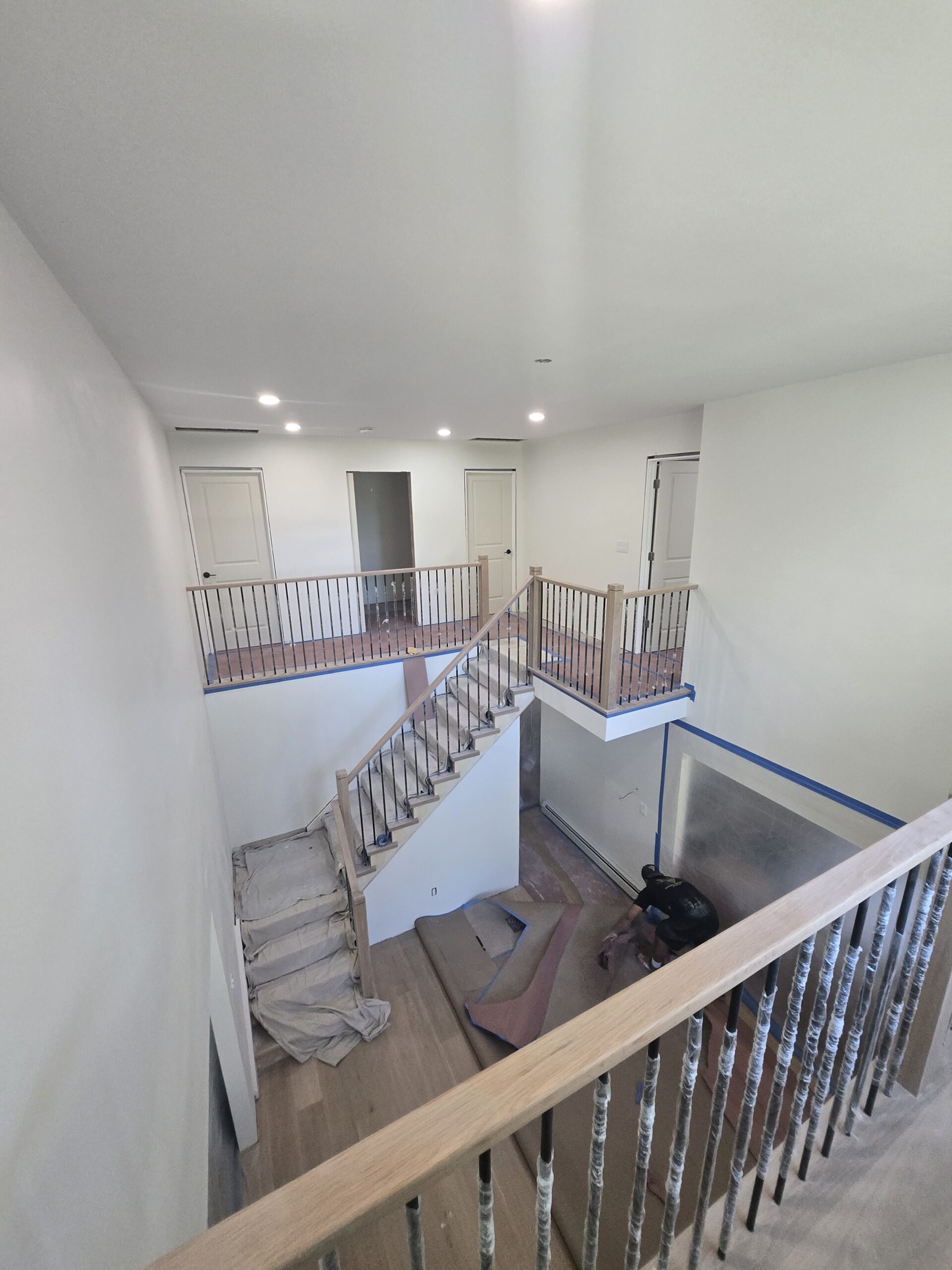 Finished living space with fireplace and built-ins after remodel