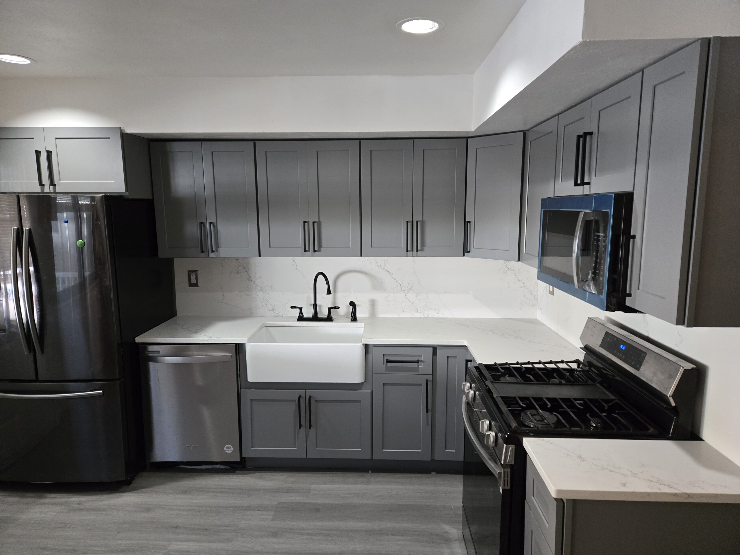 Renovated kitchen with open layout and soft lighting in New Jersey